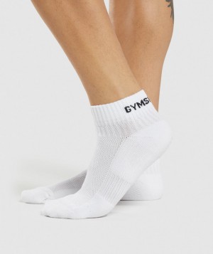 Gymshark Jacquard Quarter 3pk Socken Herren Weiß | EUL-760941