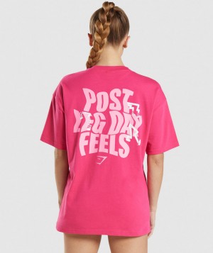 Gymshark Leg Day Oversized T-Shirt Damen Rosa | WMS-297453