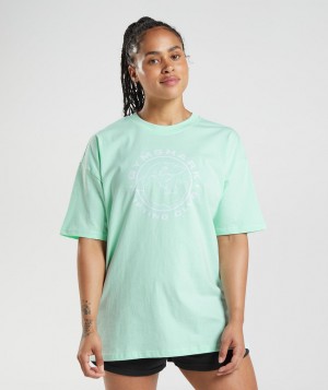 Gymshark Legacy Oversized T-Shirt Damen Blau | SYN-402563