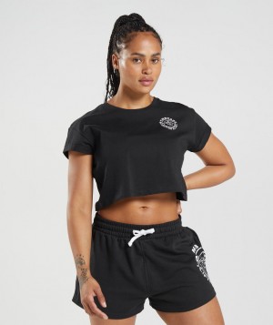 Gymshark Legacy Top Kurz Geschnittene Oberteile Damen Schwarz | TRN-316785