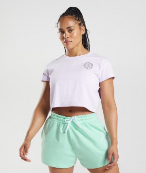 Gymshark Legacy Top Kurz Geschnittene Oberteile Damen Lila | RJM-850146