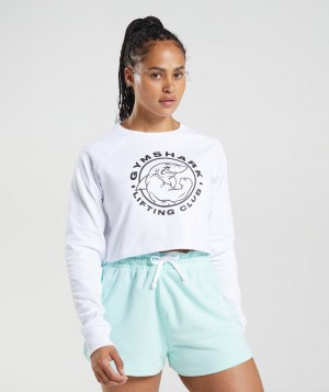 Gymshark Legacyped Sweater Pullover Damen Weiß | HLZ-682053