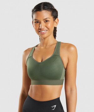 Gymshark Lightweight High Support Sport BH Damen Olivgrün | RIS-782914