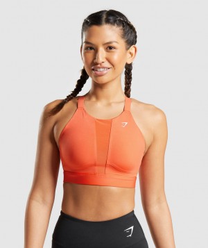 Gymshark Mesh Neckline 2.0 Sport BH Damen Orange | QVF-746519