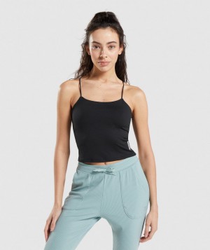 Gymshark Pause Cami Muskelshirt Damen Schwarz | PVH-841290