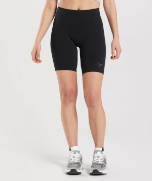 Gymshark Pause Seamless Cycling Kurze Hose Damen Schwarz | HXJ-680749