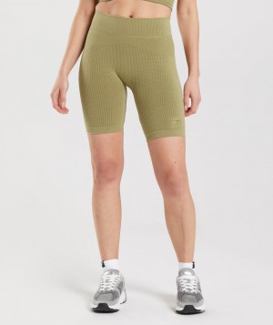 Gymshark Pause Seamless Cycling Kurze Hose Damen Grün | ZVH-018392