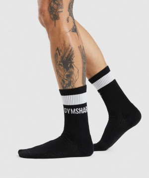 Gymshark Premium Logo Crew Socken Herren Schwarz | IAR-730862