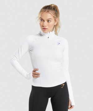 Gymshark Pulse 1/4 Zip Pullover Damen Weiß | RQH-581927