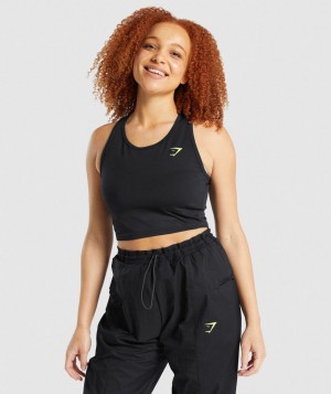 Gymshark Pulse Kurz Geschnittene Oberteile Damen Schwarz | XND-098243