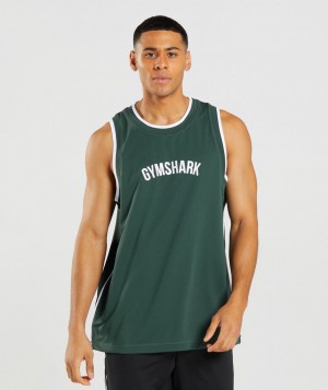 Gymshark Recess Basketball Muskelshirt Herren Schwarz Grün Weiß | XJR-425870