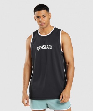 Gymshark Recess Basketball Muskelshirt Herren Schwarz Weiß | JLE-903214