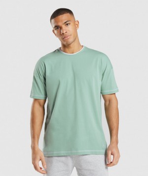 Gymshark Recess T-Shirt Herren Blau Weiß | ZEJ-546892