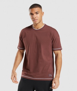 Gymshark Recess T-Shirt Herren Rosa Braun Weiß | ERY-196287