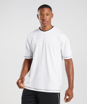 Gymshark Recess T-Shirt Herren Weiß Schwarz | KLV-681253