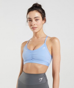 Gymshark Ruched Sport BH Damen Blau | DCB-398745