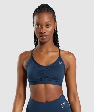 Gymshark Ruched Sport BH Damen Navy | FCI-603487