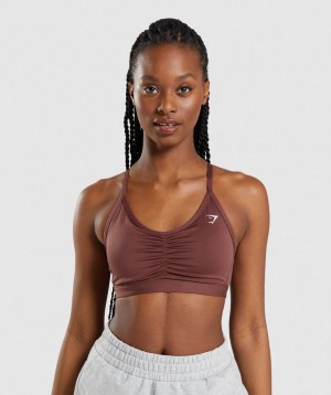 Gymshark Ruched Sport BH Damen Rosa Braun | ERL-062154
