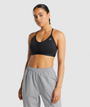 Gymshark Ruched Sport BH Damen Schwarz | UDZ-973140