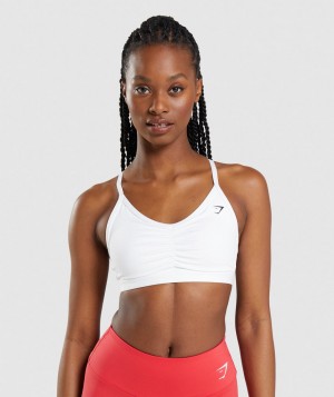 Gymshark Ruched Sport BH Damen Weiß | ETI-578924
