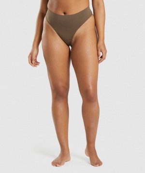 Gymshark Seamless High Rise Thong Unterwäsche Herren Braun | FDS-520967