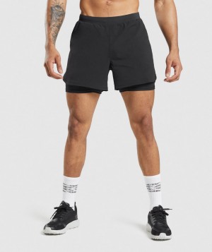 Gymshark Speed Evolve 5" 2 In 1 Kurze Hose Herren Schwarz | DSB-572814