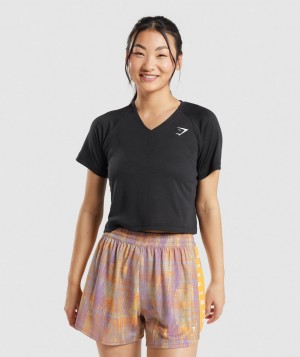 Gymshark Sport Midi T-Shirt Damen Schwarz | RNG-813657