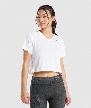 Gymshark Sport Midi T-Shirt Damen Weiß | DSK-086397