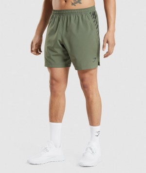 Gymshark Sport Stripe 7" Kurze Hose Herren Olivgrün | EIV-849023