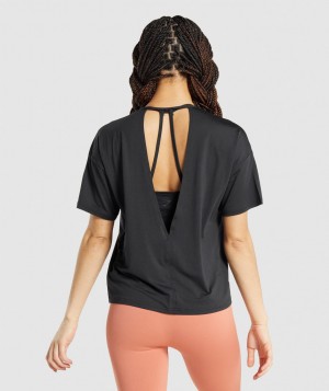 Gymshark Studio T-Shirt Damen Schwarz | KTC-791043