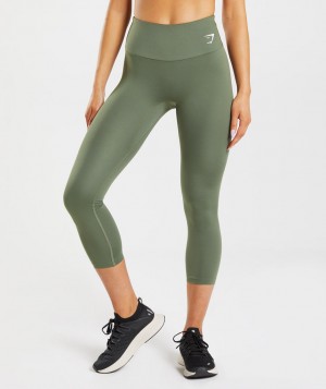 Gymshark Training 7/8 Leggings Damen Olivgrün | IEG-073912