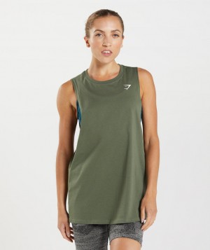 Gymshark Training Arm Muskelshirt Damen Olivgrün | AOQ-210658