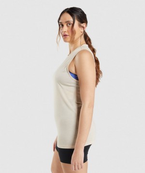 Gymshark Training Arm Muskelshirt Damen Hellgelb Braun | HRS-390542