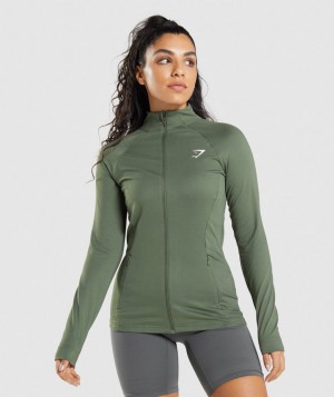 Gymshark Training Jacken Damen Olivgrün | KPX-576843