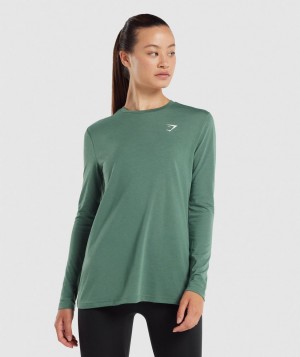 Gymshark Training Oversized Langarm Shirts Damen Grün | EJU-968237