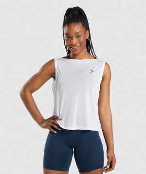 Gymshark Training Oversized Muskelshirt Damen Weiß | ERG-629431
