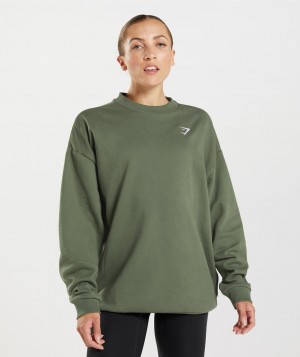 Gymshark Training Oversized Sweatshirt Pullover Damen Olivgrün | ZGB-609385