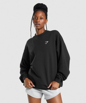 Gymshark Training Oversized Sweatshirt Pullover Damen Schwarz | UFW-981730