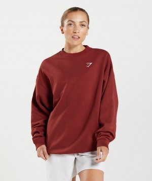 Gymshark Training Oversized Sweatshirt Pullover Damen Rot | PJE-586402