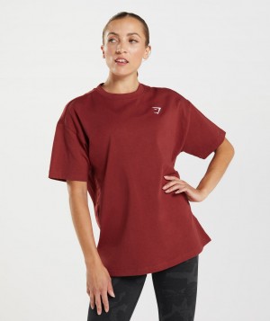 Gymshark Training Oversized T-Shirt Damen Rot | CRF-409685