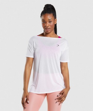 Gymshark Training Oversized Top T-Shirt Damen Weiß | HYQ-207596