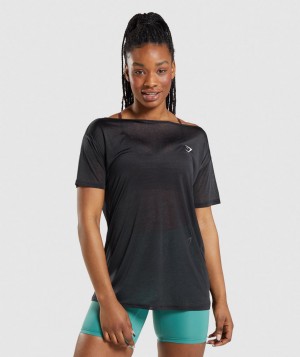 Gymshark Training Oversized Top T-Shirt Damen Schwarz | TOJ-512436