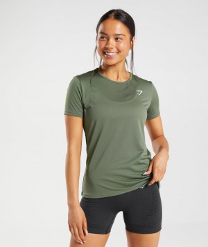 Gymshark Training T-Shirt Damen Olivgrün | ZCN-826045