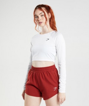 Gymshark Training Top Kurz Geschnittene Oberteile Damen Weiß | ZAV-806759