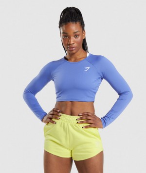 Gymshark Training Top Kurz Geschnittene Oberteile Damen Blau | FGE-958012