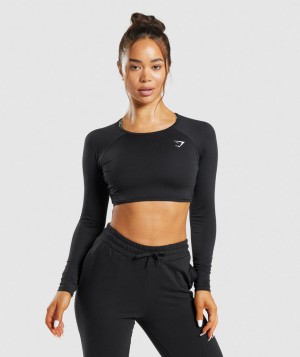 Gymshark Training Top Kurz Geschnittene Oberteile Damen Schwarz | ZBP-187623