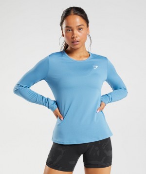 Gymshark Training Top Langarm Shirts Damen Blau | ZJP-486970