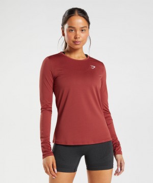 Gymshark Training Top Langarm Shirts Damen Rot | BQE-815940
