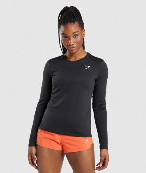 Gymshark Training Top Langarm Shirts Damen Schwarz | TOQ-627014