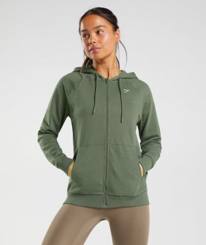 Gymshark Training Zip Hoodie Damen Olivgrün | AUZ-347812